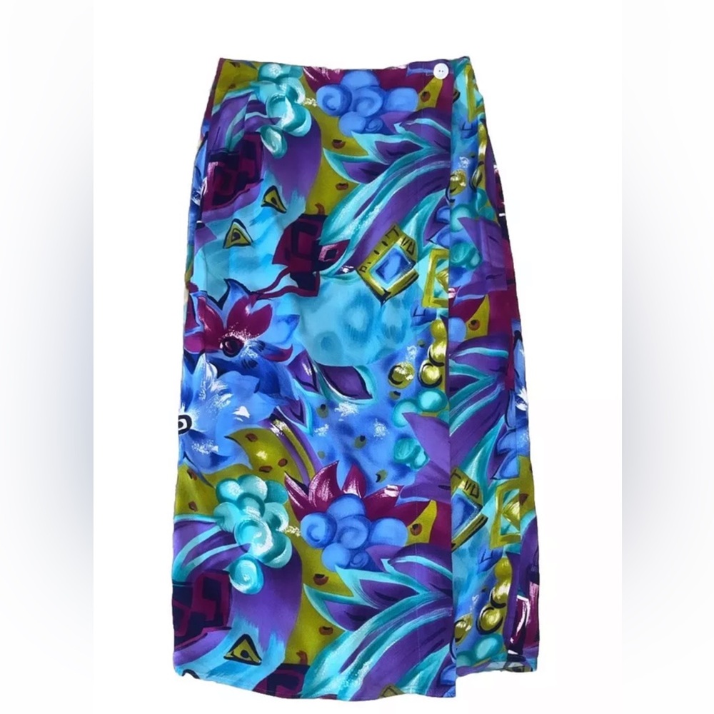 Vintage 80s My Michelle Colorful Floral Wrap Skirt